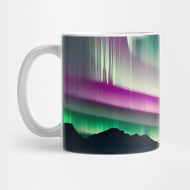 Minimalist Teal Purple Nature Night Sky Aurora Borealis Northern Lights by Tina